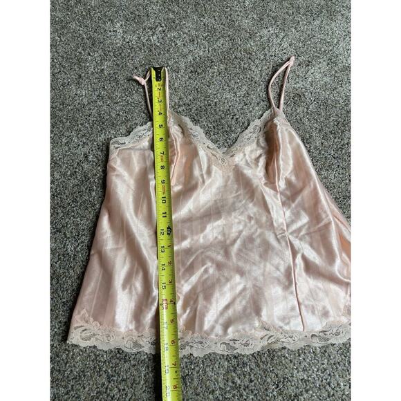 Vintage 1980s DEl Rio Peach Orange Lingerie Tank Satin & Lace Small / Medium - Picture 5 of 6